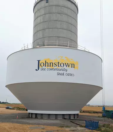An image of the South Water Tank, as of September 2022. The new water storage tank is being installed west of County Road 17 and north of County Road 40 in Johnstown.
