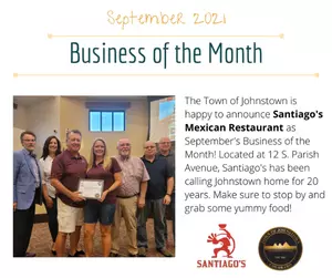 Johnstown's Business of the Month honoree for September 2021, Santiago's Mexican Restaurant. 