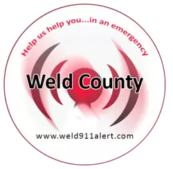 Weld's CodeRed logo with URL weld911alert.com