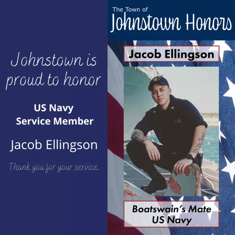 The Town of Johnstown honors Navy Service Member Jacob Ellingson